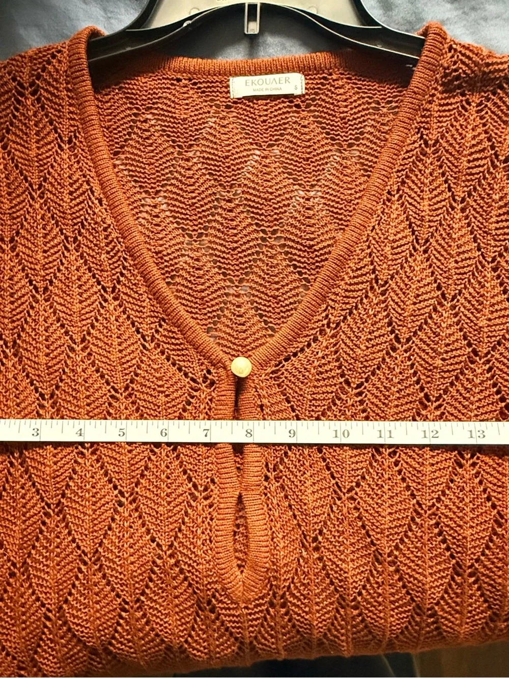 Women’s Brown V-Neck Knit Swim Coverup Tunic